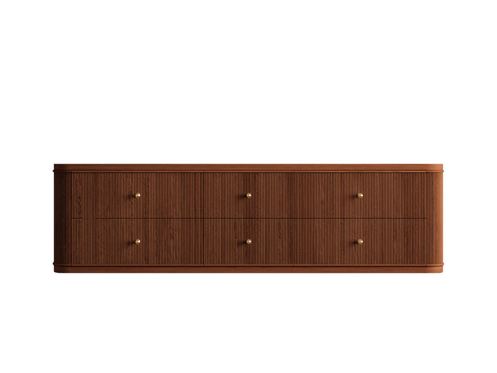 Hampton Floating Teak 72 in. W x 22 in. D Double Sink Bathroom Vanity (Dark Natural) - photo 6