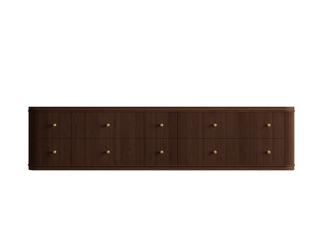 Hampton Floating Teak 84 in. W x 22 in. D Double Sink Bathroom Vanity (Dark Walnut)