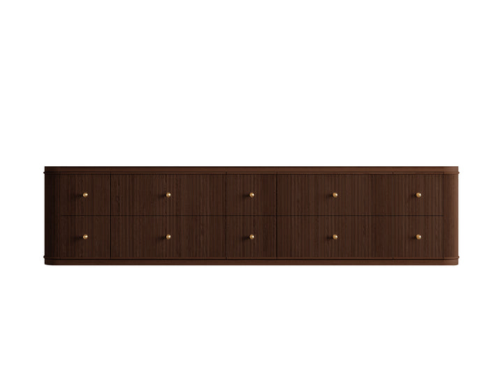 Hampton Floating Teak 84 in. W x 22 in. D Double Sink Bathroom Vanity (Dark Walnut) - photo 6
