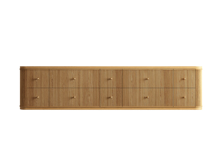 Hampton Floating Teak 84 in. W x 22 in. D Double Sink Bathroom Vanity (Light Natural) - photo 6