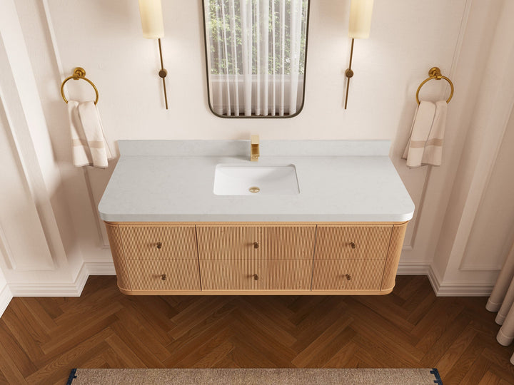 Hampton Floating White Oak 60 in. W x 22 in. D Single Sink Bathroom Vanity - photo 10