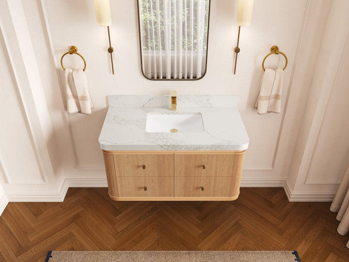 Hampton Floating White Oak 42 in. W x 22 in. D Single Sink Bathroom Vanity - photo 16