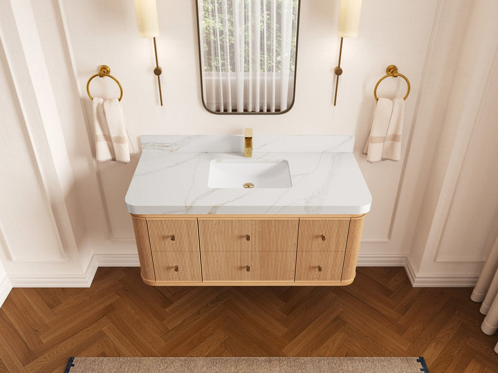 Hampton Floating White Oak 48 in. W x 22 in. D Single Sink Bathroom Vanity - photo 20