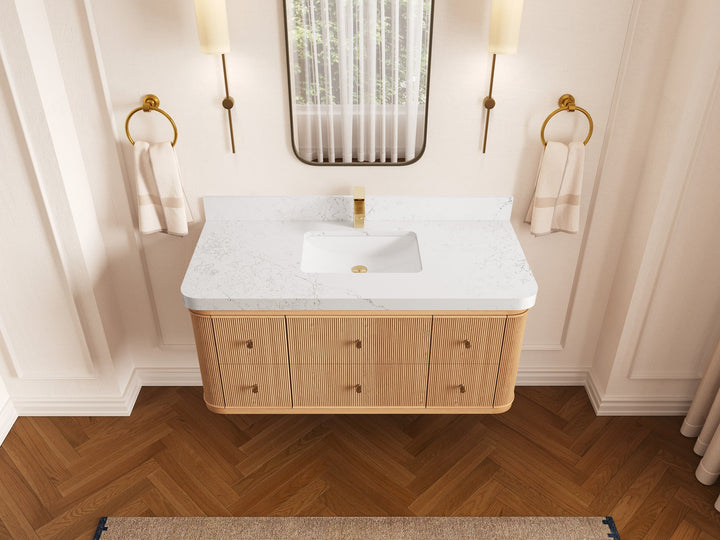 Hampton Floating White Oak 48 in. W x 22 in. D Single Sink Bathroom Vanity - photo 22