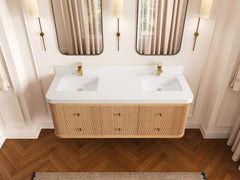 Hampton Floating White Oak 60 in. W x 22 in. D Double Sink Bathroom Vanity - photo 23
