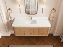 Hampton Floating White Oak 60 in. W x 22 in. D Single Sink Bathroom Vanity - photo 23