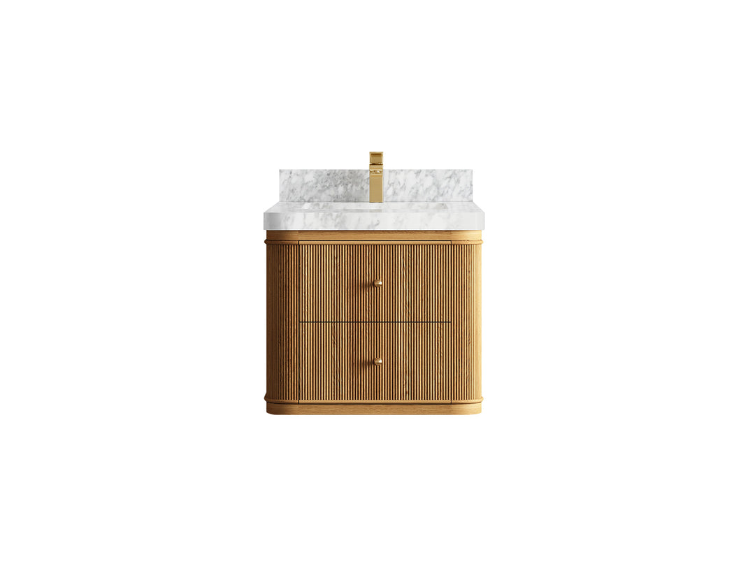 Hampton Floating Teak 24 in. W x 22 in. D Single Sink Bathroom Vanity (Light Natural)