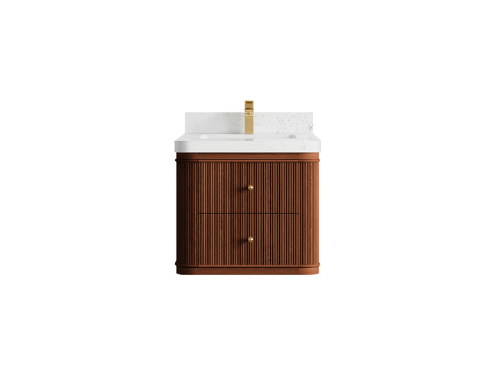 Hampton Floating Teak 24 in. W x 22 in. D Single Sink Bathroom Vanity (Dark Natural) - photo 18