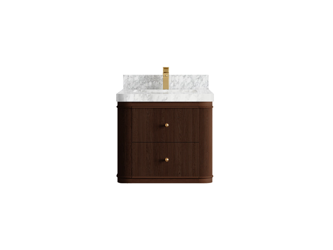 Hampton Floating Teak 24 in. W x 22 in. D Single Sink Bathroom Vanity (Dark Walnut)