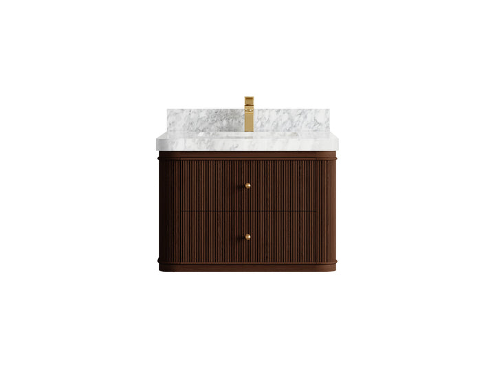 Hampton Floating Teak 30 in. W x 22 in. D Single Sink Bathroom Vanity (Dark Walnut) - photo 9