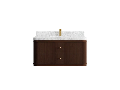 Hampton Floating Teak 42 in. W x 22 in. D Single Sink Bathroom Vanity