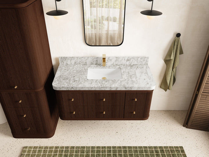 Hampton Floating Teak 48 in. W x 22 in. D Single Sink Bathroom Vanity (Dark Walnut) - photo 8