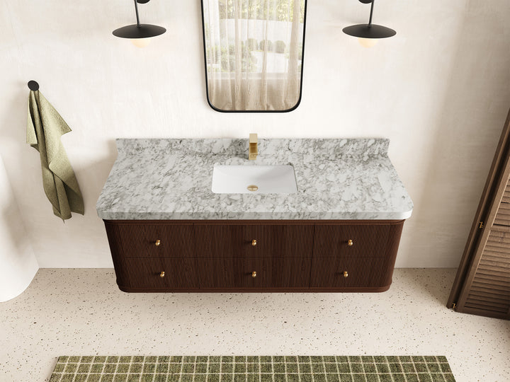 Hampton Floating Teak 60 in. W x 22 in. D Single Sink Bathroom Vanity (Dark Walnut) - photo 8