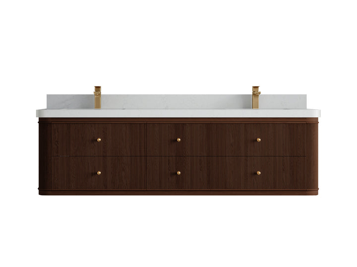Hampton Floating Teak 72 in. W x 22 in. D Double Sink Bathroom Vanity (Dark Walnut) - photo 11
