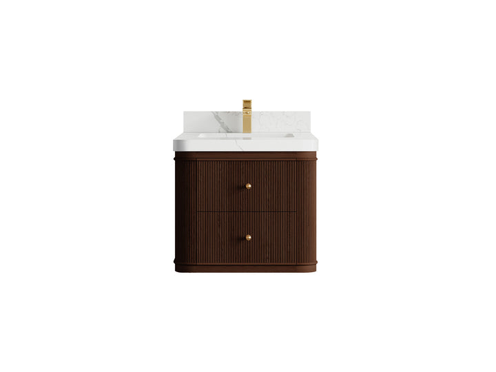 Hampton Floating Teak 24 in. W x 22 in. D Single Sink Bathroom Vanity (Dark Walnut) - photo 12