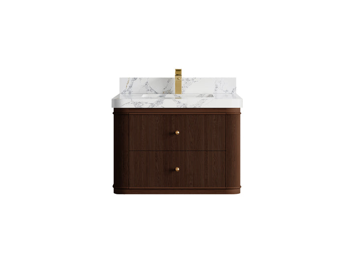 Hampton Floating Teak 30 in. W x 22 in. D Single Sink Bathroom Vanity (Dark Walnut) - photo 19
