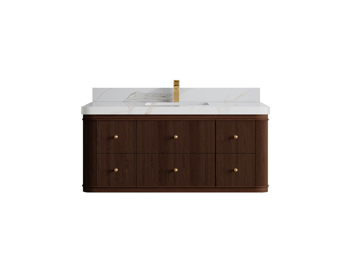 Hampton Floating Teak 48 in. W x 22 in. D Single Sink Bathroom Vanity (Dark Walnut) - photo 21