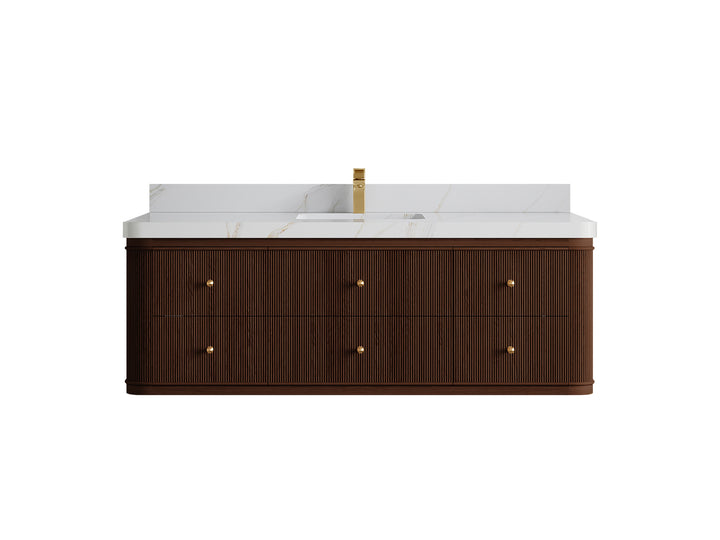Hampton Floating Teak 60 in. W x 22 in. D Single Sink Bathroom Vanity (Dark Walnut) - photo 21