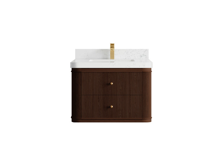 Hampton Floating Teak 30 in. W x 22 in. D Single Sink Bathroom Vanity (Dark Walnut) - photo 23