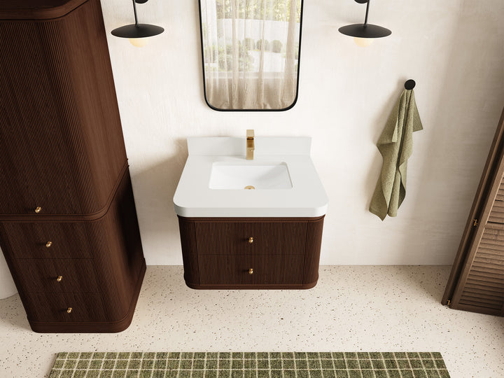Hampton Floating Teak 30 in. W x 22 in. D Single Sink Bathroom Vanity (Dark Walnut) - photo 24