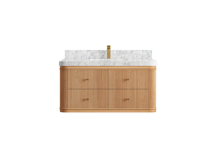 Hampton Floating White Oak 42 in. W x 22 in. D Single Sink Bathroom Vanity - photo 9