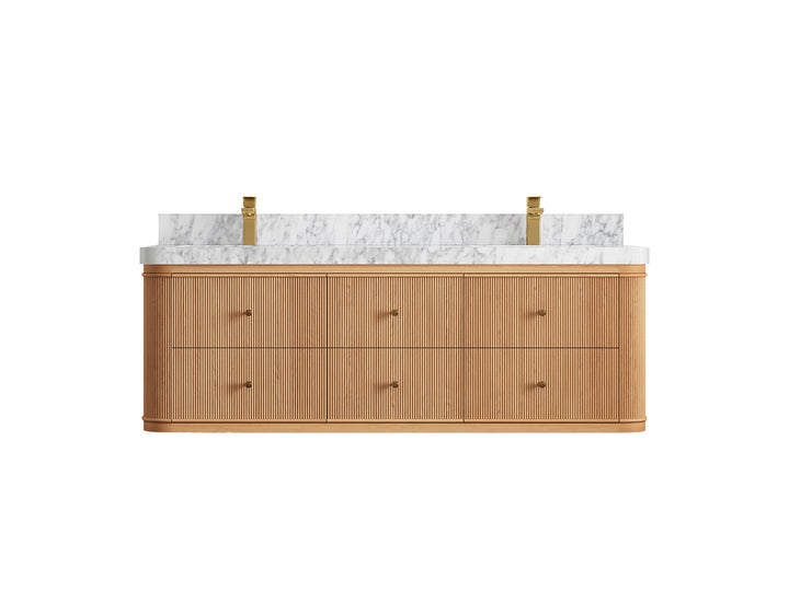 Hampton Floating White Oak 60 in. W x 22 in. D Double Sink Bathroom Vanity - photo 9