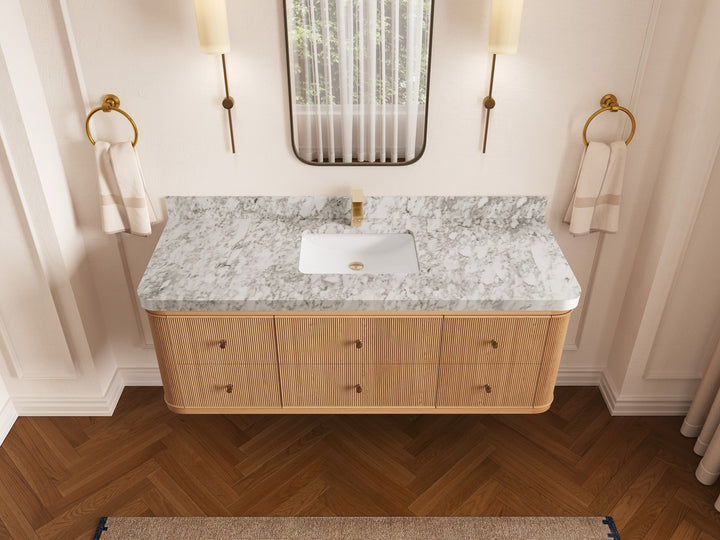 Hampton Floating White Oak 60 in. W x 22 in. D Single Sink Bathroom Vanity - photo 8