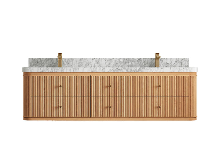 Hampton Floating White Oak 72 in. W x 22 in. D Double Sink Bathroom Vanity - photo 9