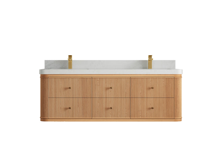 Hampton Floating White Oak 60 in. W x 22 in. D Double Sink Bathroom Vanity - photo 11