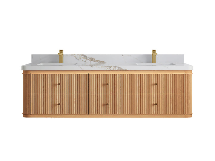 Hampton Floating White Oak 72 in. W x 22 in. D Double Sink Bathroom Vanity - photo 13