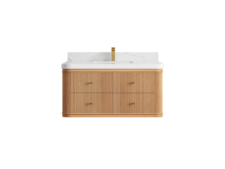 Hampton Floating White Oak 42 in. W x 22 in. D Single Sink Bathroom Vanity - photo 15