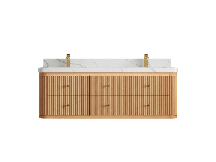 Hampton Floating White Oak 60 in. W x 22 in. D Double Sink Bathroom Vanity - photo 15