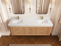 Hampton Floating White Oak 72 in. W x 22 in. D Double Sink Bathroom Vanity - photo 15