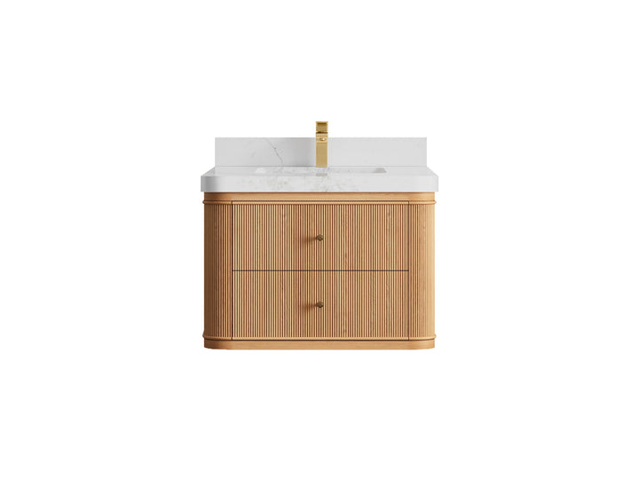 Hampton Floating White Oak 30 in. W x 22 in. D Single Sink Bathroom Vanity - photo 17