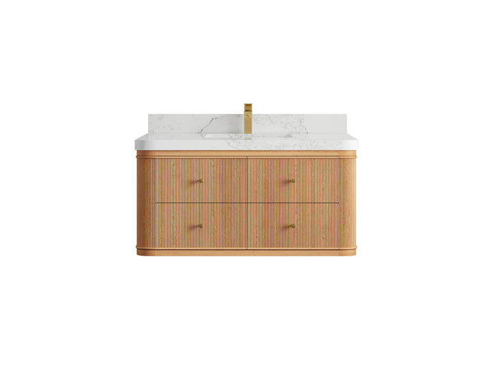 Hampton Floating White Oak 42 in. W x 22 in. D Single Sink Bathroom Vanity - photo 17