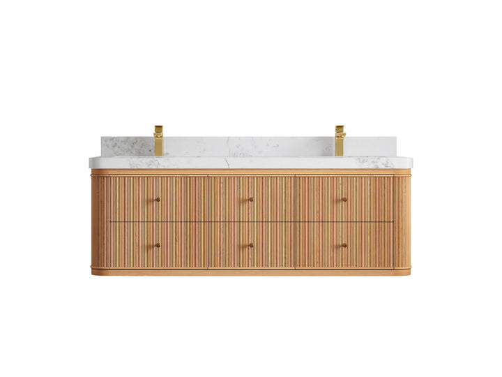 Hampton Floating White Oak 60 in. W x 22 in. D Double Sink Bathroom Vanity - photo 17