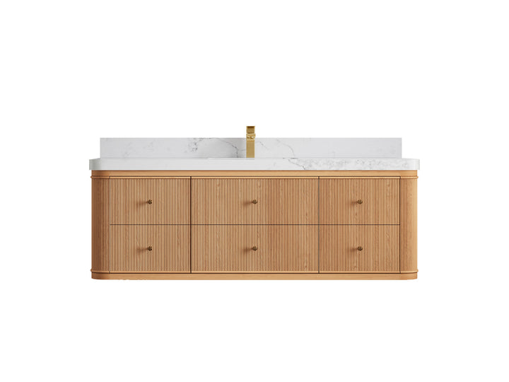 Hampton Floating White Oak 60 in. W x 22 in. D Single Sink Bathroom Vanity - photo 17