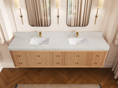 Hampton Floating White Oak 84 in. W x 22 in. D Double Sink Bathroom Vanity - photo 17