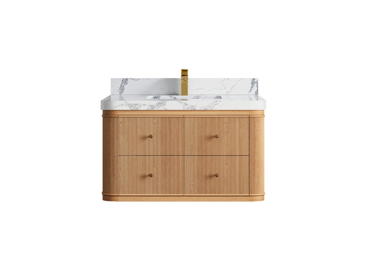 Hampton Floating White Oak 36 in. W x 22 in. D Single Sink Bathroom Vanity - photo 25