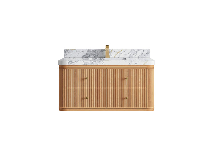 Hampton Floating White Oak 42 in. W x 22 in. D Single Sink Bathroom Vanity - photo 19
