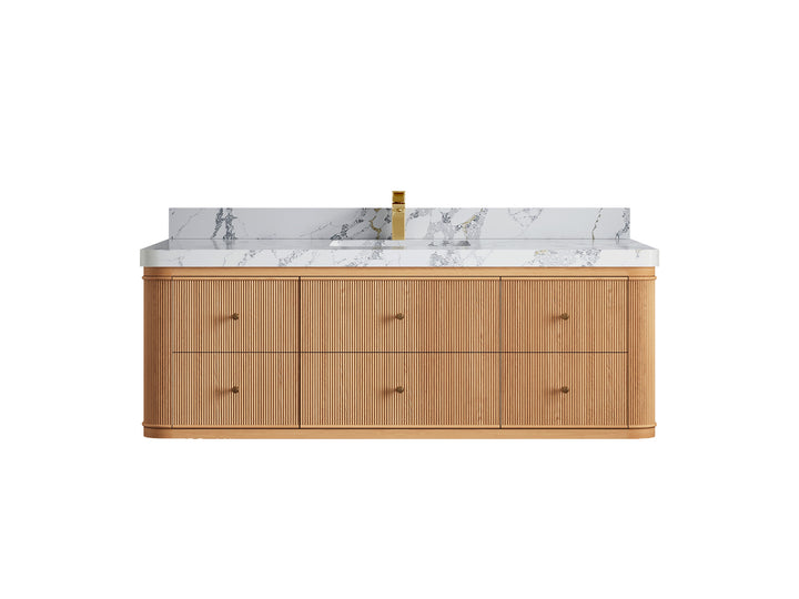 Hampton Floating White Oak 60 in. W x 22 in. D Single Sink Bathroom Vanity - photo 19