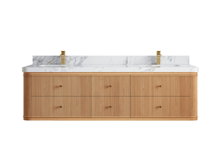 Hampton Floating White Oak 72 in. W x 22 in. D Double Sink Bathroom Vanity - photo 19