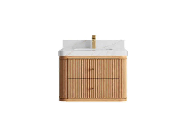 Hampton Floating White Oak 30 in. W x 22 in. D Single Sink Bathroom Vanity - photo 21