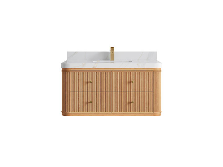 Hampton Floating White Oak 42 in. W x 22 in. D Single Sink Bathroom Vanity - photo 21