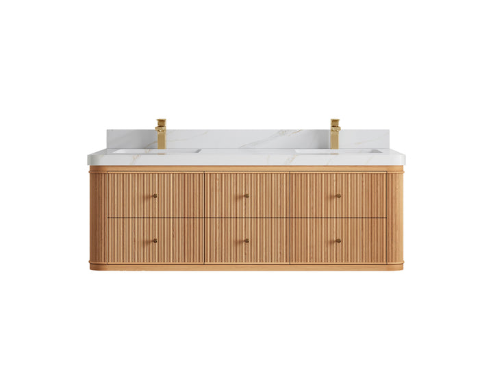 Hampton Floating White Oak 60 in. W x 22 in. D Double Sink Bathroom Vanity - photo 21