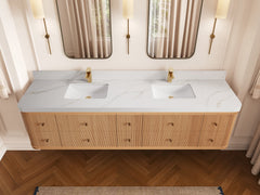 Hampton Floating White Oak 84 in. W x 22 in. D Double Sink Bathroom Vanity - photo 19