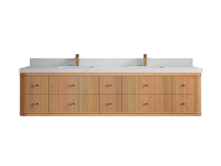 Hampton Floating White Oak 84 in. W x 22 in. D Double Sink Bathroom Vanity - photo 21