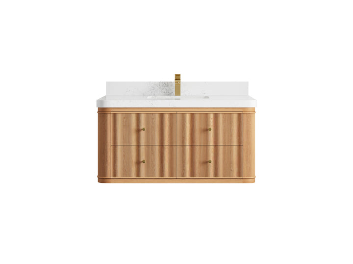 Hampton Floating White Oak 42 in. W x 22 in. D Single Sink Bathroom Vanity - photo 23