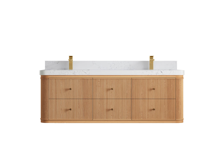 Hampton Floating White Oak 60 in. W x 22 in. D Double Sink Bathroom Vanity - photo 23