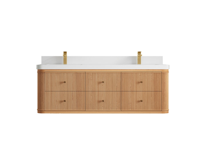Hampton Floating White Oak 60 in. W x 22 in. D Double Sink Bathroom Vanity - photo 25